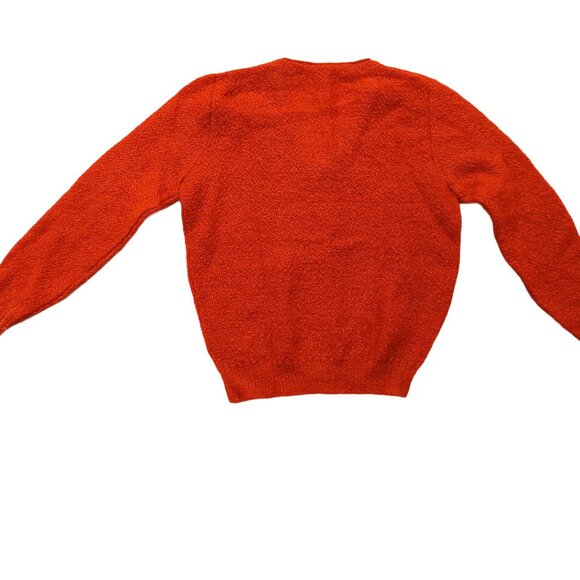 Vintage 1940s-1950s Orange/Rust V-Neck Long Sleeve Knit Sweater - Picture 5 of 8